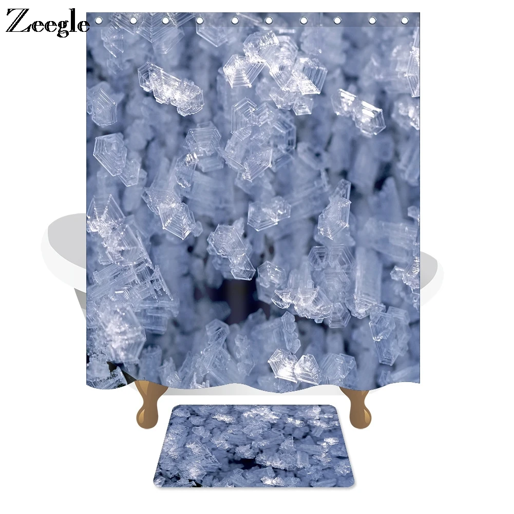 Zeegle Waterproof Shower Curtain and Bathroom Doormat Anti Slip Soft Rubber Door Mat Washable Toilet Set Bathtoom Shower Curtain