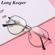 Мужские Винтажные анти-голубые легкие очки король оправа для очков многогранник Женщины Близорукость оптическое Зеркало Металл анти-синий прозрачные оправы для очков