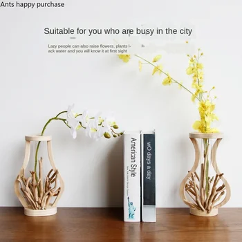

Manual Solid Wood Vase Glass Hydroponics Flower Living Room Glass Tree Branch Flower Arrangement Potted Plants Decoration Vase