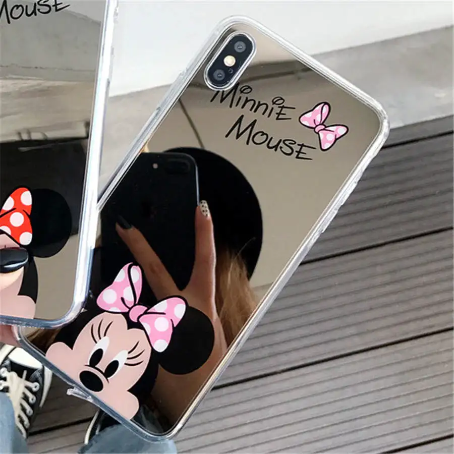 Зеркальный чехол для телефона с изображением Минни Маус для samsung Galaxy S10 S10plus S9 S9plus S8 S8plus, Высококачественная мягкая задняя крышка из ТПУ - Цвет: Pink Minnie