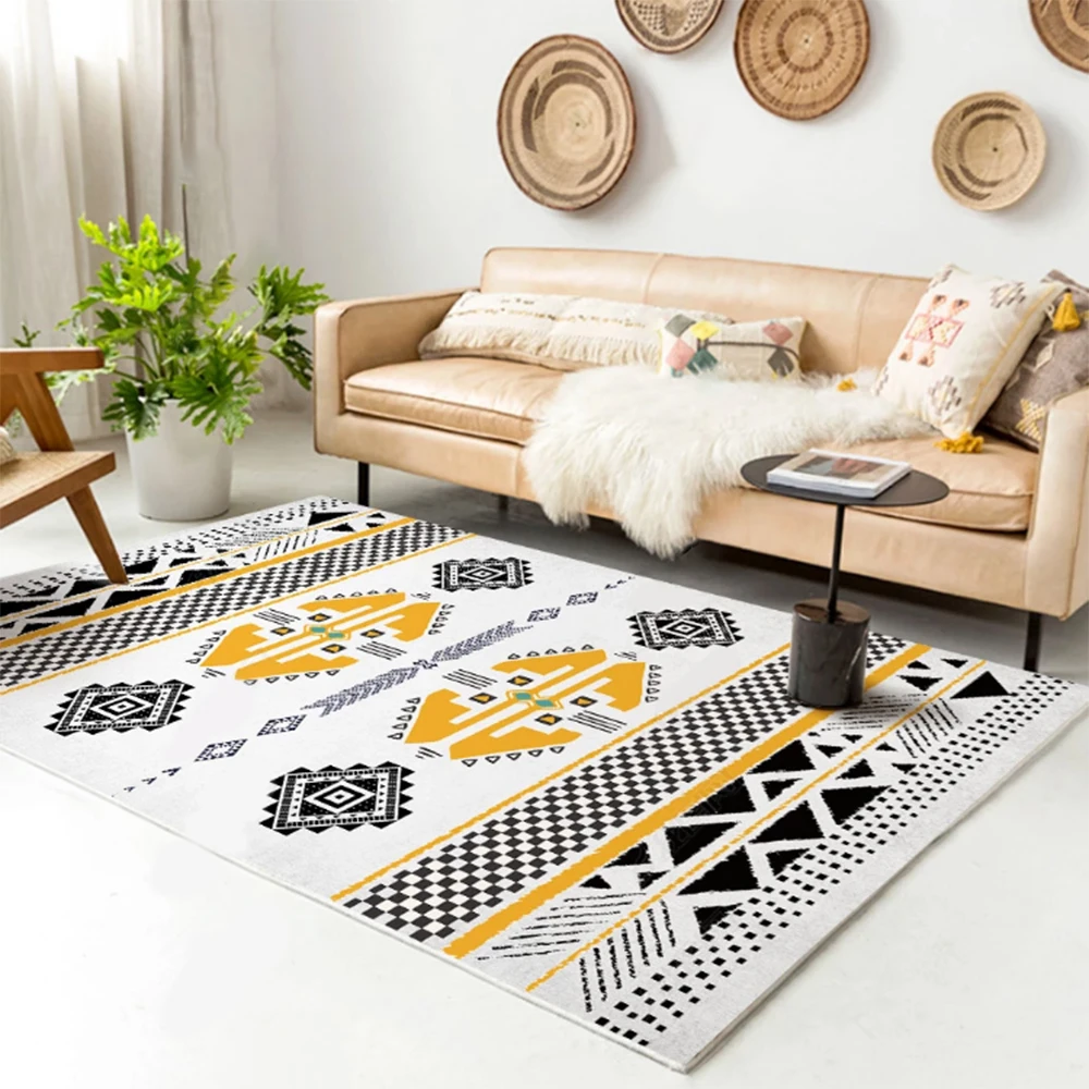 Modern Carpet Printed Flannel Area Rug Simple Style Printed Room Area Rug Floor Carpet For Living Room Bedroom Home Decorative