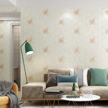 

Beautiful Pink Flowers Wedding Rooms Wall Paper 3d Embossed Self Adhesive Bedroom Sticker Mural Floral Wallpaper Stickers QT047