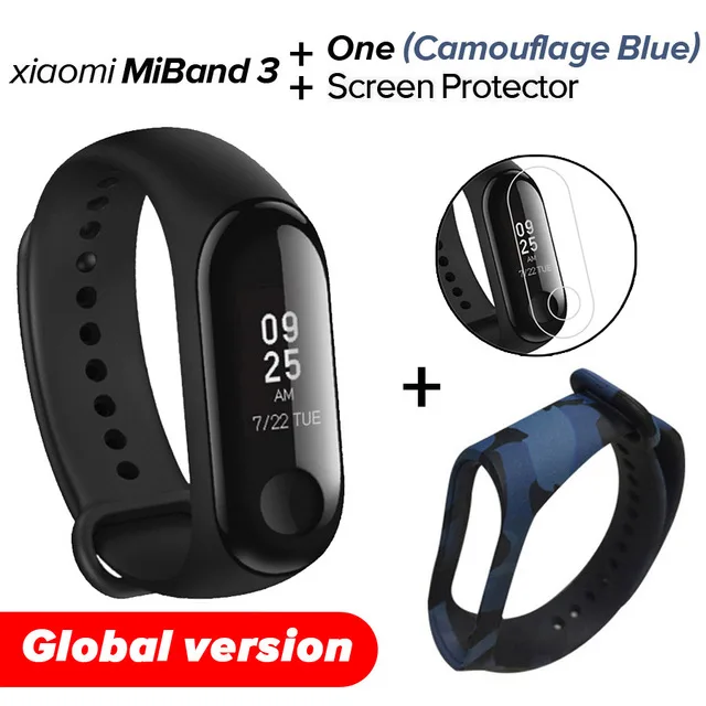 Xiao mi Band 3 mi band 3 фитнес-трекер пульсометр 0,78 ''OLED дисплей Bluetooth 4,2 для Android IOS - Цвет: Gb Camou Blue N Film