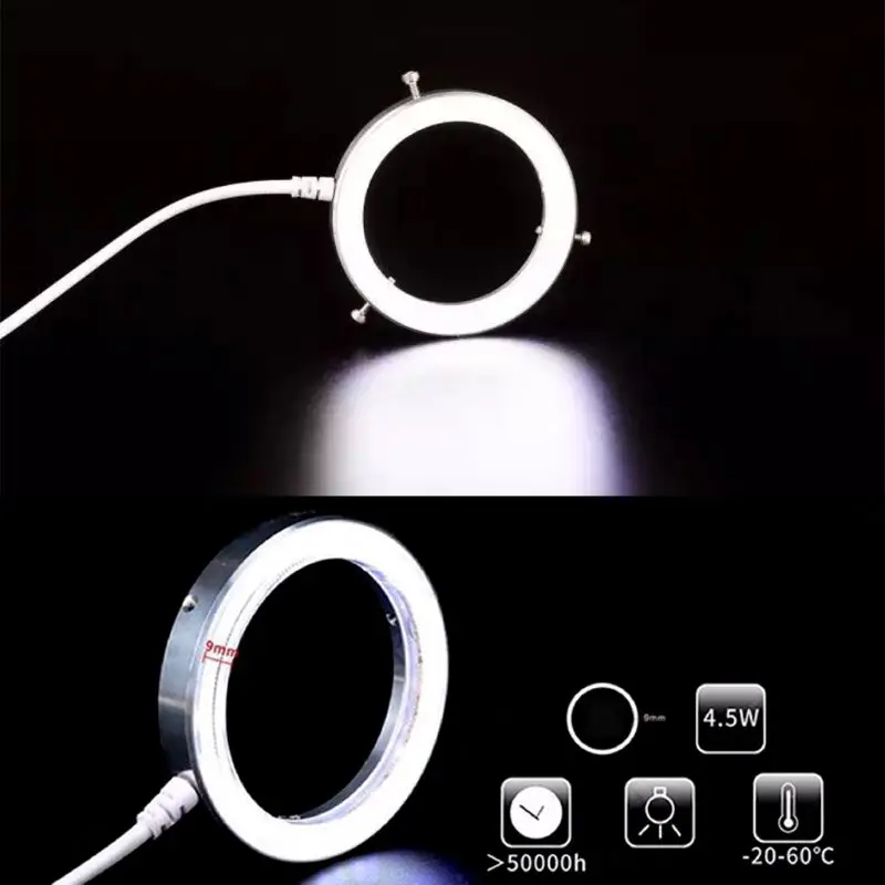Microscope Lamp 60 LED Ring Light for Microscope Brightness Adjustable STEREO ZOOM USB Plug Light Source Shadowless illuminator