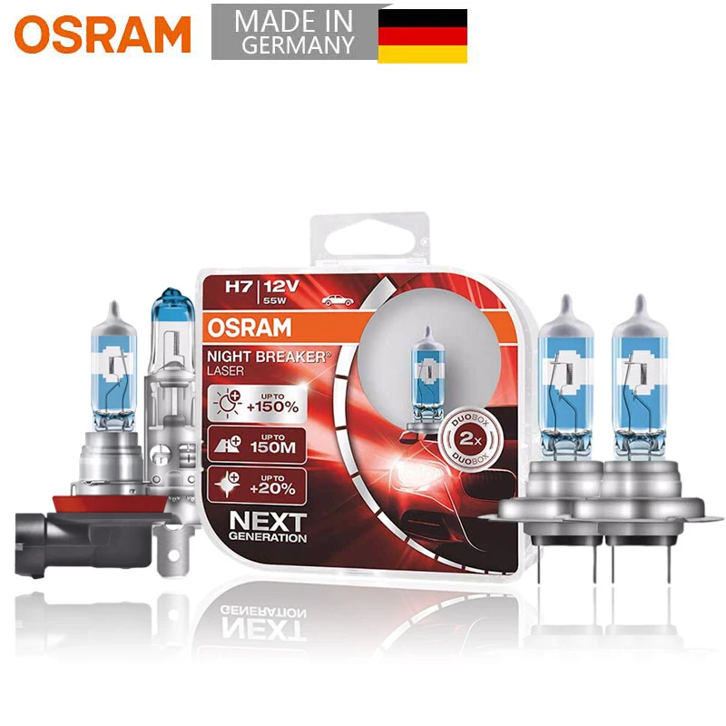 OSRAM H7 H4 H1 H8 H3 H11 9005 9006 HB3 HB4 Night Breaker Laser Halogen  Lamps Fog Light 12V 55W 3700K +150% Brightness (2 pieces)|Car Headlight  Bulbs(Halogen)| - AliExpress