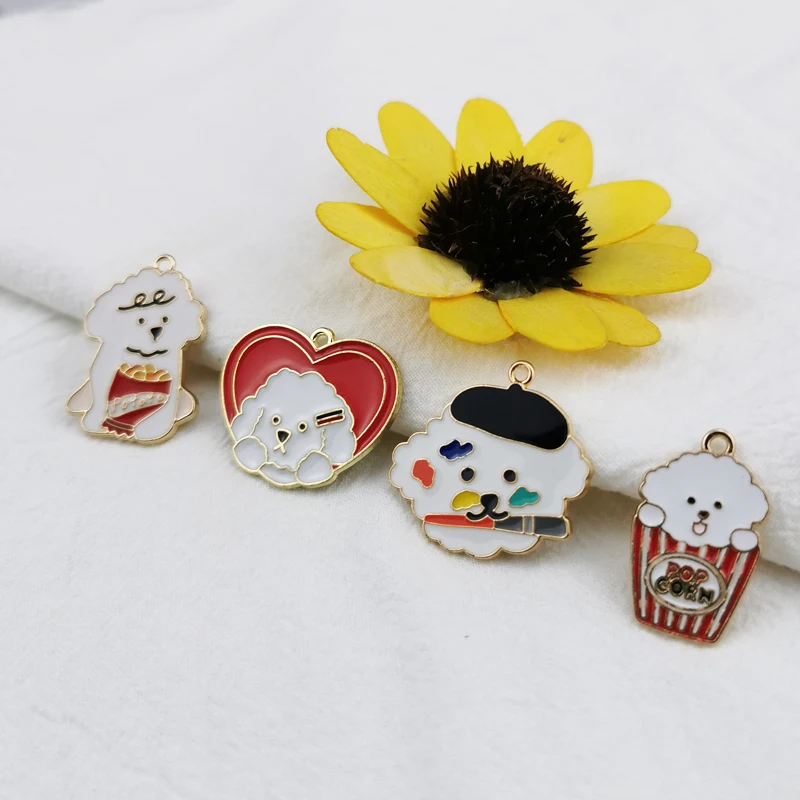 

10pc10PCS/LOT Fashion Popcorn Love Dog Charms Jewelry Animal Lovely Keychain Bag Pendant DIY Necklace Bracelet