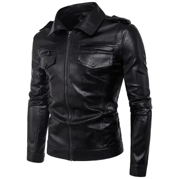 

2019 Newest Stylish Men's Motorcycle Style Black Color Brief Men's Pu Leather Jacket M-5xl Large Sizes Leather Jackets for Men