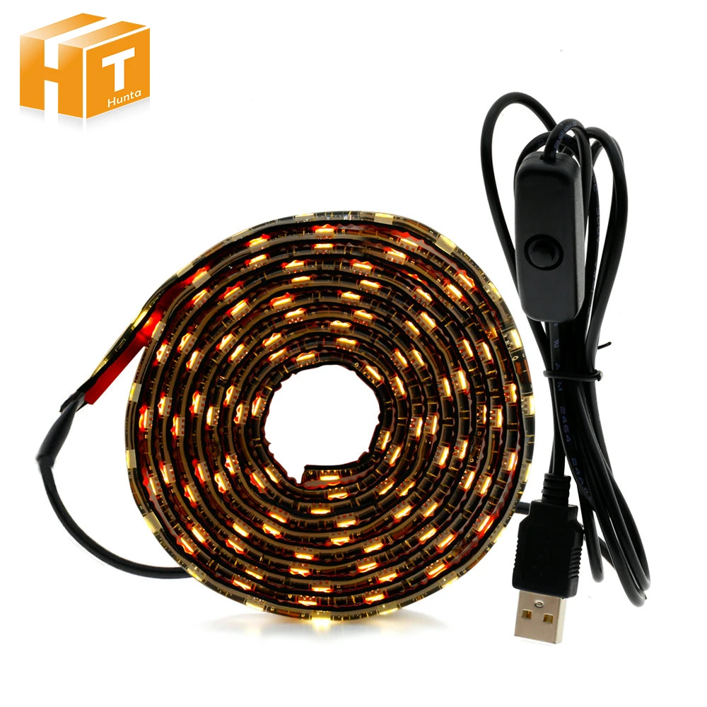 USB 5V LED Strip 5050 50cm 1m 2m 3m 60LEDs/m USB Power Supply with Switch for DIY Cupboard / Bedroom / Washroom Lighting.