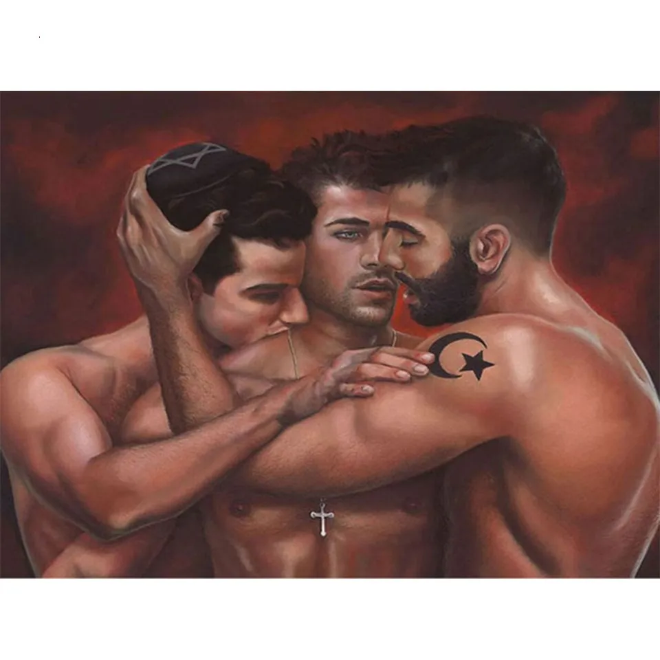 5d Diy Diamond Painting Portrait Sexy Gay man Full Round Diamond Embroidery Cross Stitch Patterns Nude Art Needlework Home Decor_副本