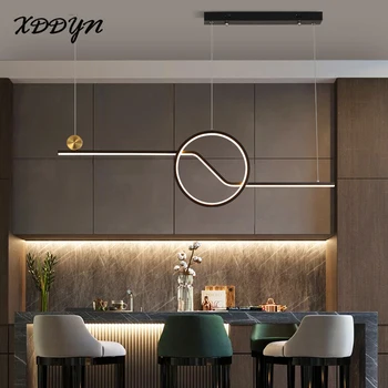 

XDDYN Minimalism led chandeliers black&gold for living room dining room kitchen pendant lamp indoor lighting fixtures dimmable