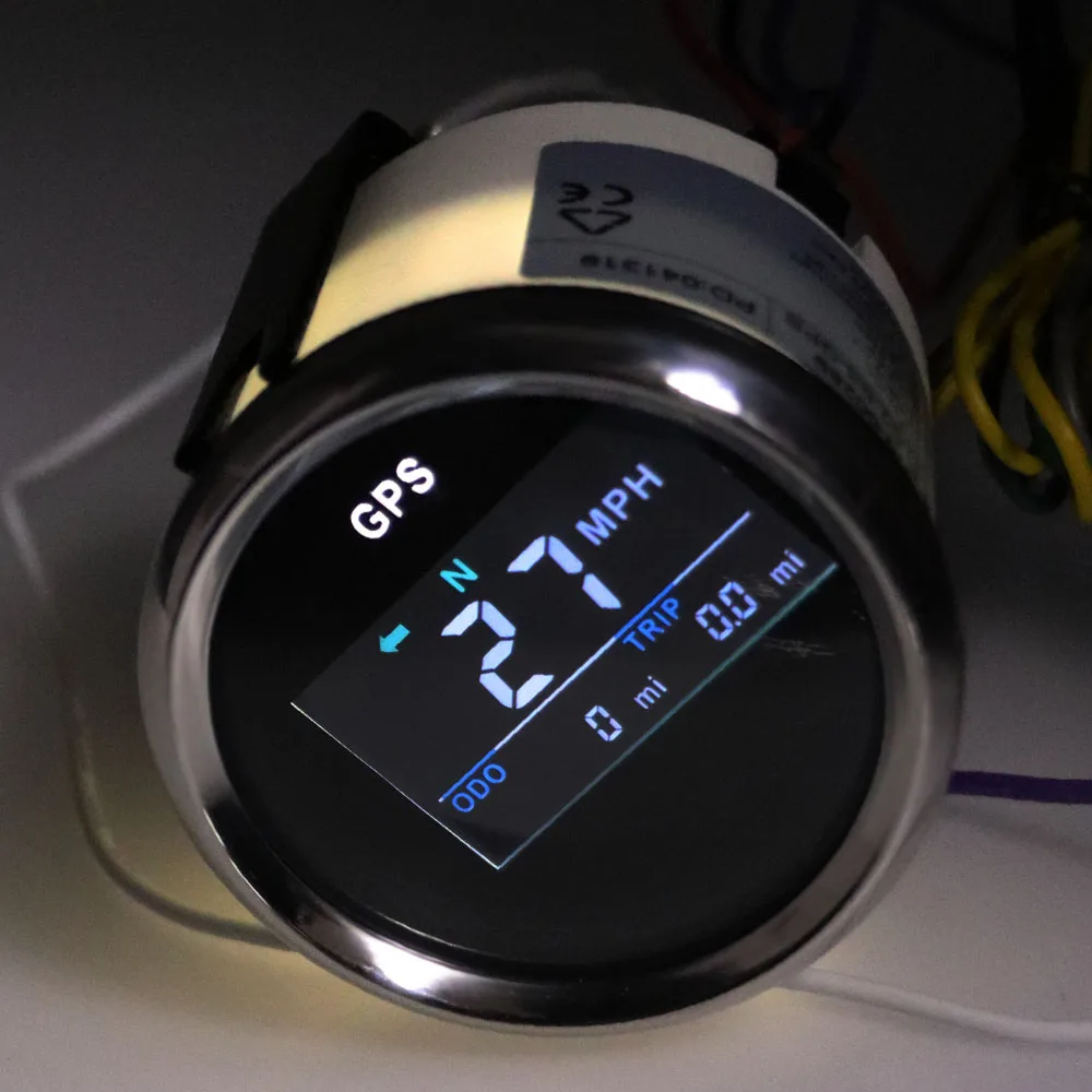 12В 24В Цифровой GPS Спидометр 52 мм одометр VA дисплей для лодки яхты мотоцикла