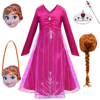 

New Movie Role Playing Snowflake Print Suits Elsa White Dress For Girl Snow Queen 2 Ending Frocks Elsa Inspired Cosplay Costume