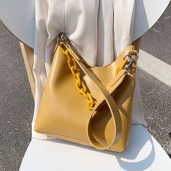 

PU Leather Bucket Bags for Women Small Chain Design Female Shoulder Messenger Handbags Solid Color Ladies' Travel Crossbody Bags