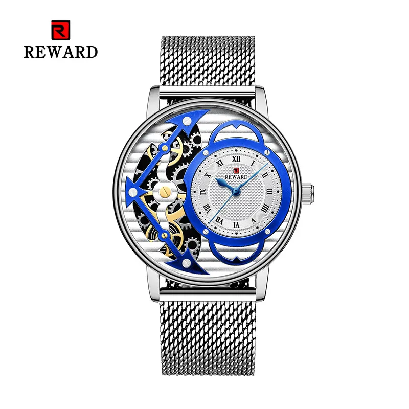 Награда новые спортивные мужские s часы лучший бренд класса люкс стальной ремень кварцевые часы водонепроницаемые большой циферблат золотые часы мужские Relogio Masculino - Цвет: RD62003M-A
