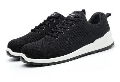 Construction men outdoor large size steel work tops boots shoes men anti-puncture breathable safety shoes casual sneakers - Цвет: Черный