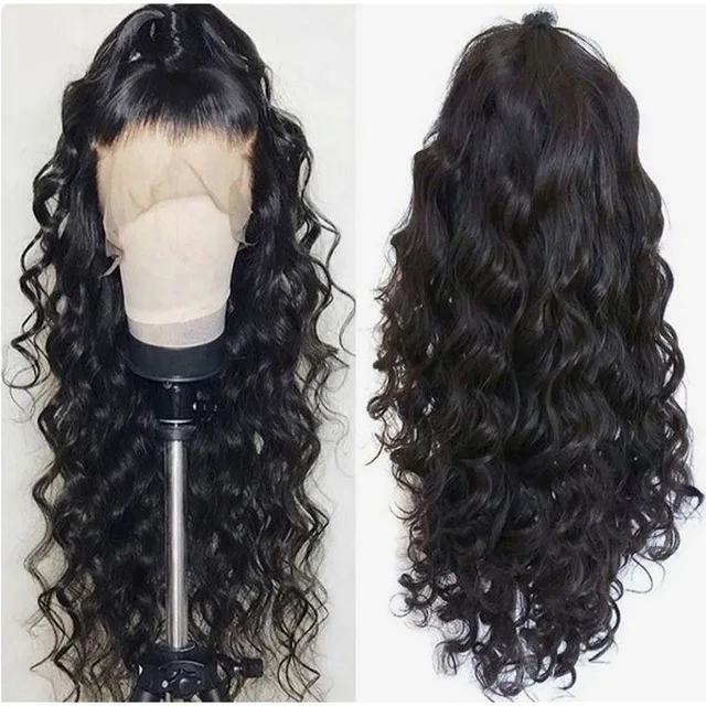 14 inch lace 14-28 дюймов длинные волнистые кудри парик свободная глубокая волна кружева передние волосы парики для женщин плотность передний парик предварительно сорванный натуральный парик мягкий парик - Цвет: 14 inch lace