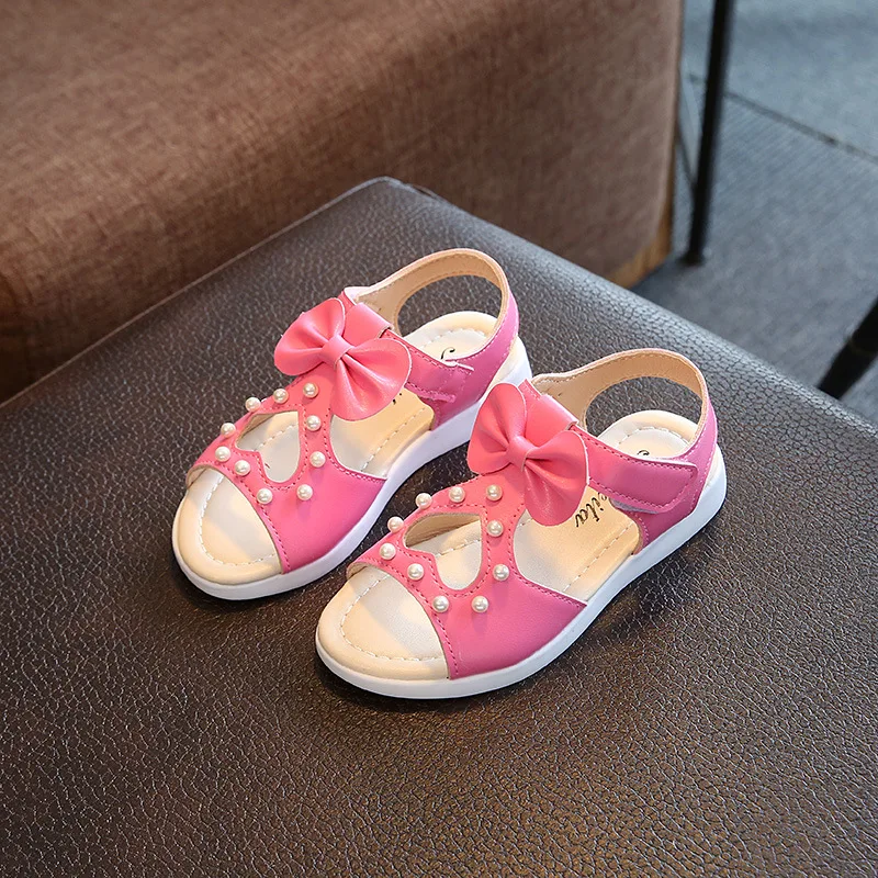 Bebe Girls Little Kids Slippers Slip On Sandals Logo Bow Pink 