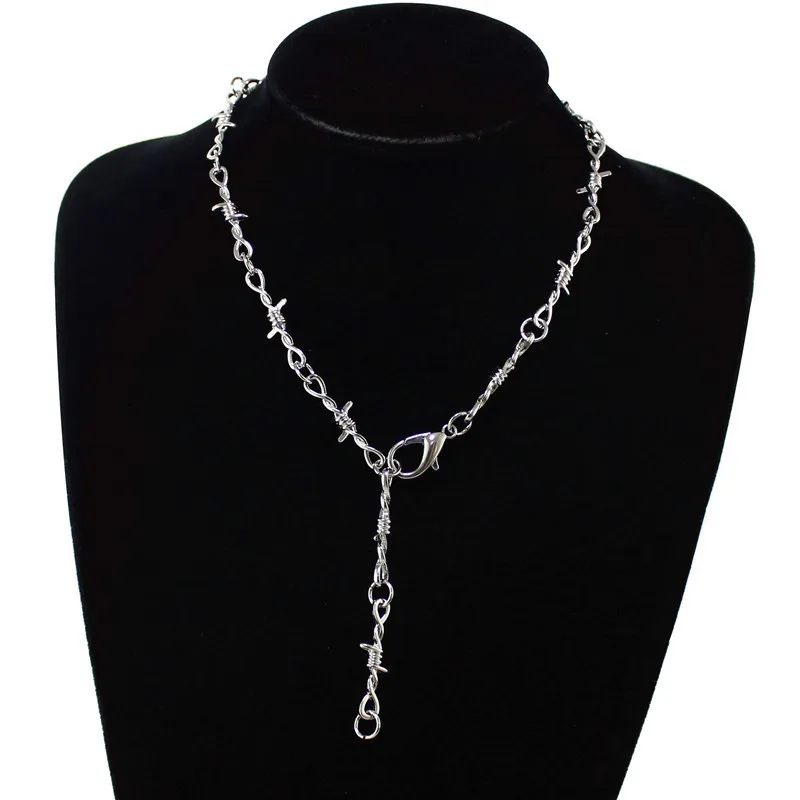 

Gothic Wire Brambles Necklace Women Hiphop Punk Style Barbed Wire Brambles Link Chain Choker Gifts for Friends Collares Jewelry
