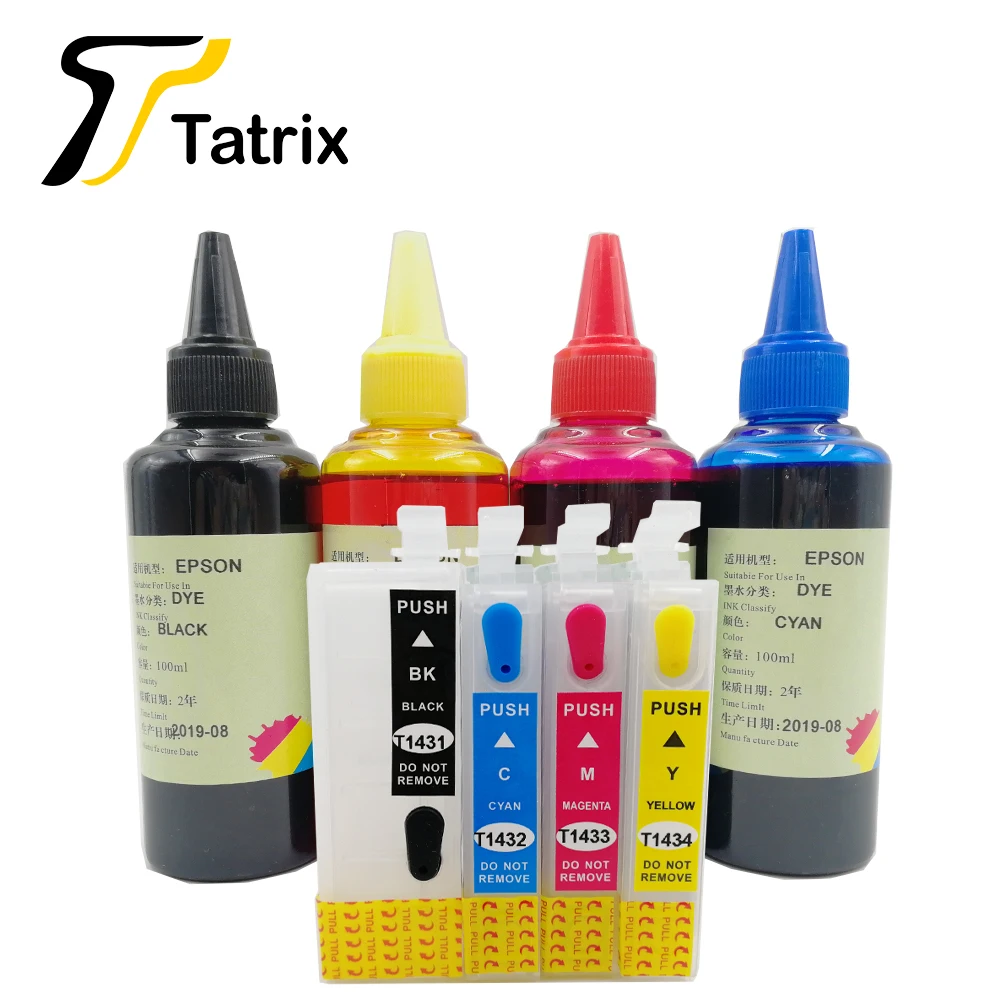 Tatrix пустые перезаправляемые картриджи для Epson T1431-T1434 костюм для WP-7011 WP-7018 WP-7511 WP-7521 WF-3011 WF-352 с чипом Arc