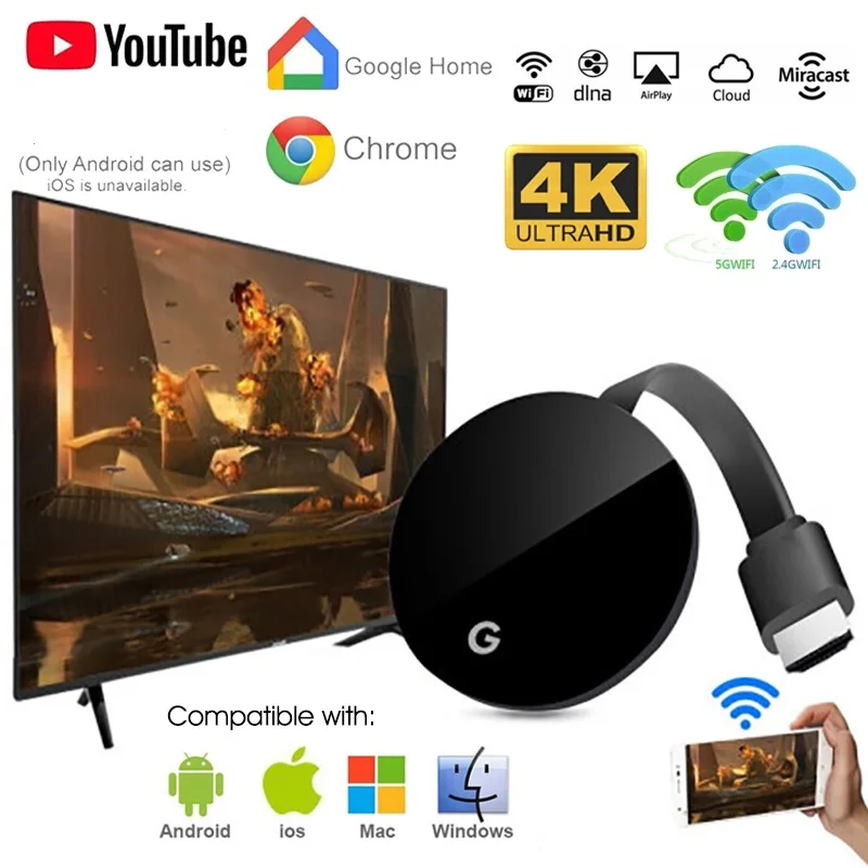 Wi Fi беспроводной дисплей Dongle TV Stick Full 1080P Chromecast HDMI Miracast DLNA Cast iOS/Android Chrome Google
