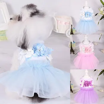 

Pink Dog Dress Summer Dog Lace Tullle Dress Pet Dog Clothes for Small Dog Party Birthday Wedding Bowknot Dress Puppy Costume Hot