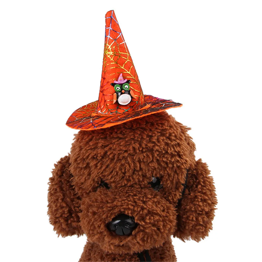 Хэллоуин кошка шапки для собак Pet кепки Регулируемая кошка ведьма головные уборы шапка на Хэллоуин костюм для домашних животных Косплей Аксессуары наряды реквизит