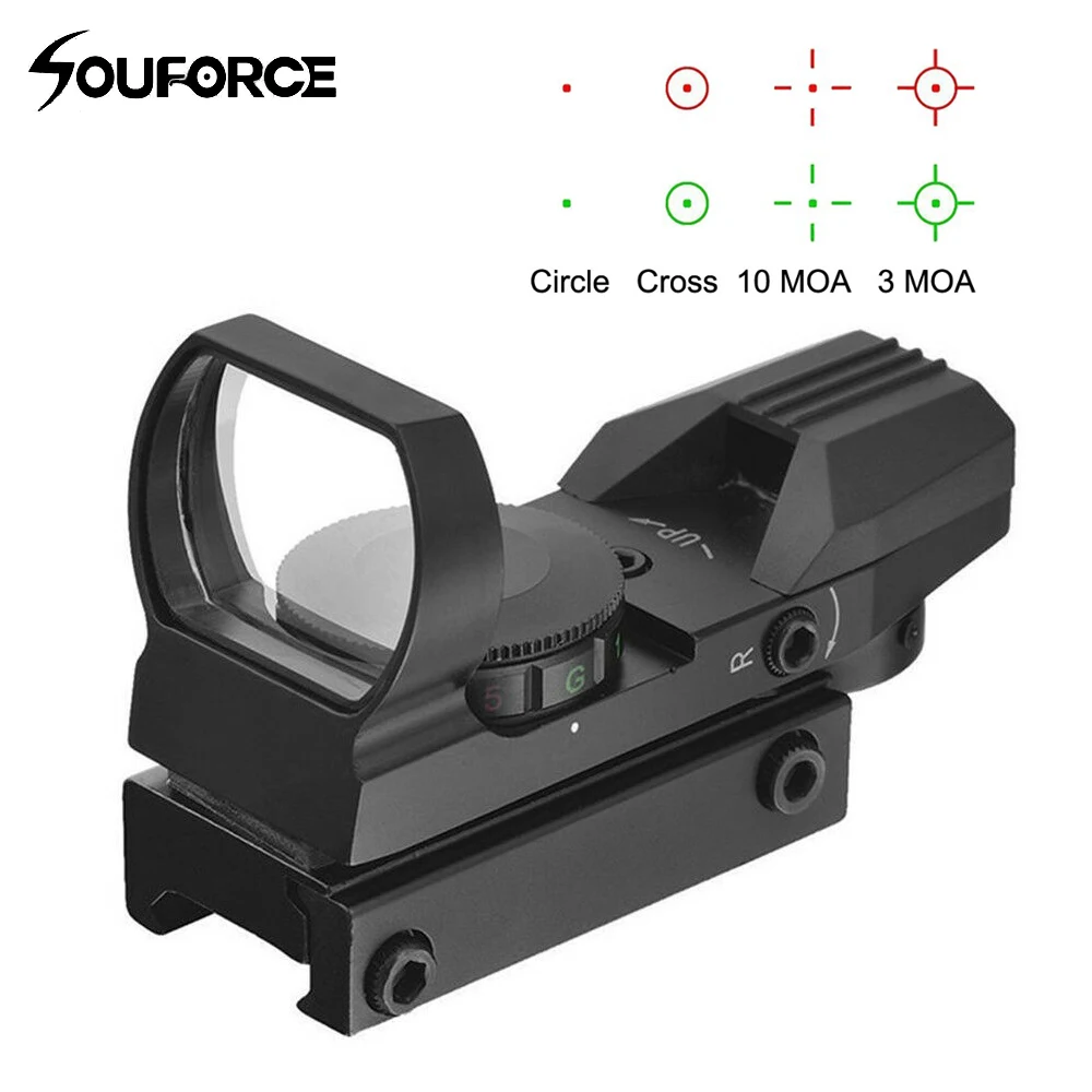 

Tactical Red Dot Sight Reflex Green Holographic Reflex Reticle Fit 20mm Rail Mount for Scope Hunting