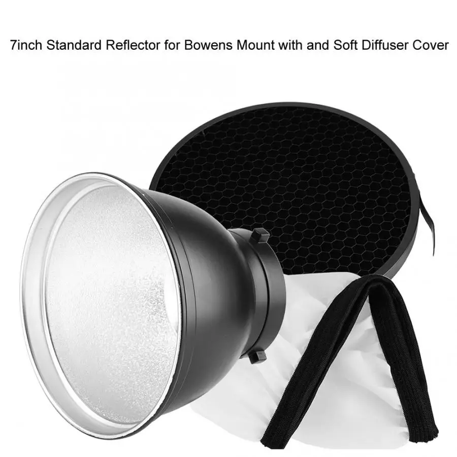 7 дюймов Bowens Mount Стандартный отражатель диффузорная лампа теневая тарелка+ в виде пчелиных сот с сеткой для фотографии студийная вспышка-Стробоскоп светильник