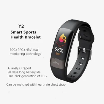 

Bluetooth Smart Bracelet Y2 Dynamic Heart Rate Monitor Alarm Blood Pressure Monitor Smart Remind Health Track Band Wrist Band