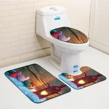 Комплект из 3 предметов, нарядное Санта-Клаус, Туалет чехлы на сиденья и ковер Ванная комната пижамный комплект на Рождество, декор G806