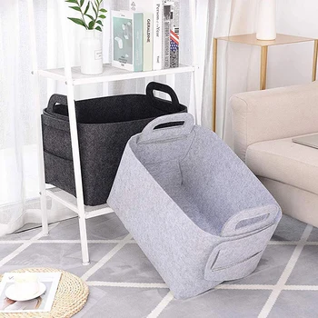 

Foldable Toy Laundry Basket Wool Felt Storage Baskets Dirty Clothes Hamper Toy Holder Storage Bag Home Organizer Container