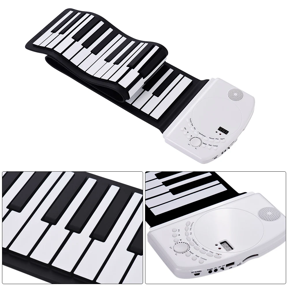 Портативная 88 клавишная рулонная фортепианная гибкая мягкая силиконовая электронная пианино клавиатура Встроенный громкий динамик перезаряжаемый аккумулятор стандарт