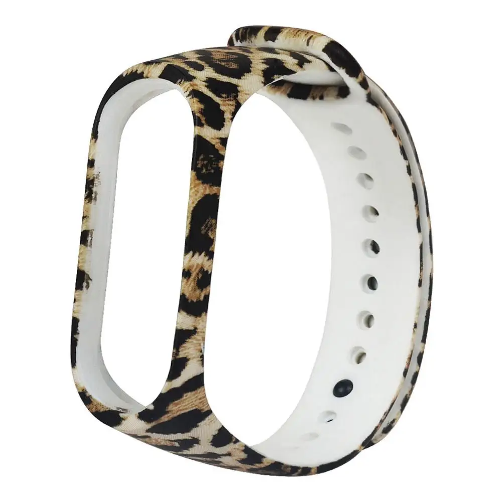 Leopard Print Силиконовый ремешок для mi band 4 с разнообразным цветочным принтом, ремешок для mi band 3, модный спортивный ремешок для xiaomi mi 4 3 - Цвет: Leopard Print