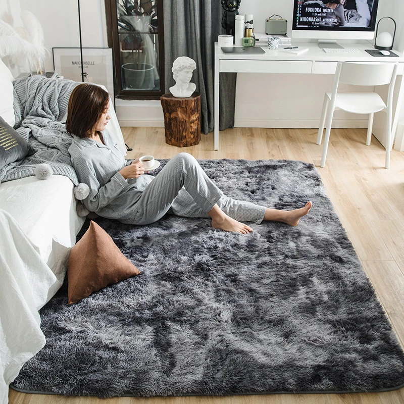 Rugs Motley tie-dye Gradient Bedroom Carpet Long-Fluff Living Room Floor mat Coffee Table Bedside Blanket 