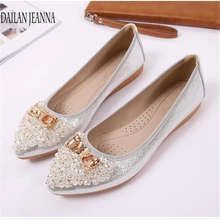 Doudou/женские туфли на плоской подошве с закрытым носком; сезон лето; стразы; Новинка года; модная обувь в европейском стиле; большие размеры 41-43