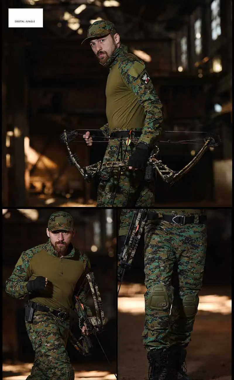 Airsoft Paintball Clothing T-shirt Outdoor &Pants with Pad Men Military Shooting Uniform Tactical Combat shirt camo Army Uniform Airsoft Paintball Clothing T-shirt Outdoor &Pants with Pad Men Military Shooting Uniform Tactical Combat shirt camo Army Uniform