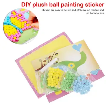 

Crafts Toy Creative DIY Plush Ball Painting Stickers Children Educational Handmade Material Cartoon Puzzles
