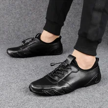 genuine Leather Shoes Men Loafers Comfortable Casual Men Shoes fashion breathable Flats Breathable Men Autumn Shoes Moccasins o4