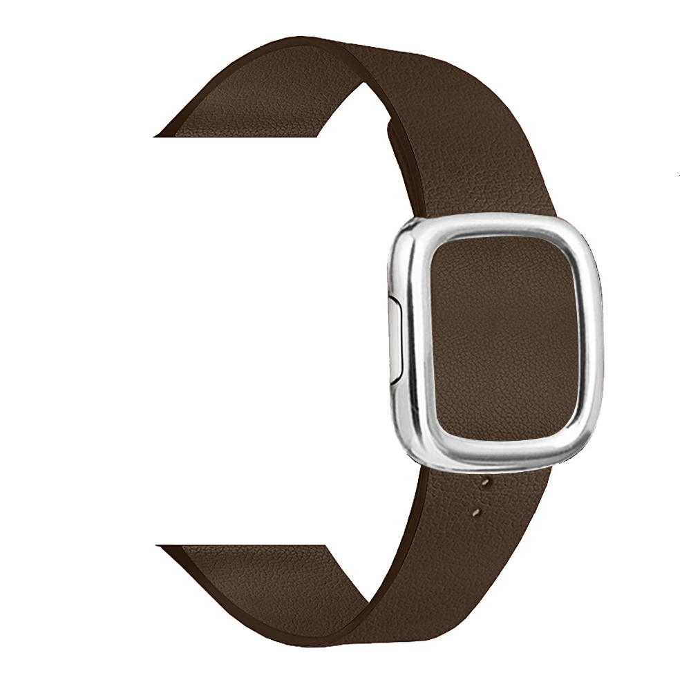 brown silver Кожаная Петля ремешок для apple watch группа 4 44/40 мм современный стиль браслет на запястье, аксессуары для наручных часов iWatch серии 3/2/1 42/38 мм - Цвет ремешка: brown silver