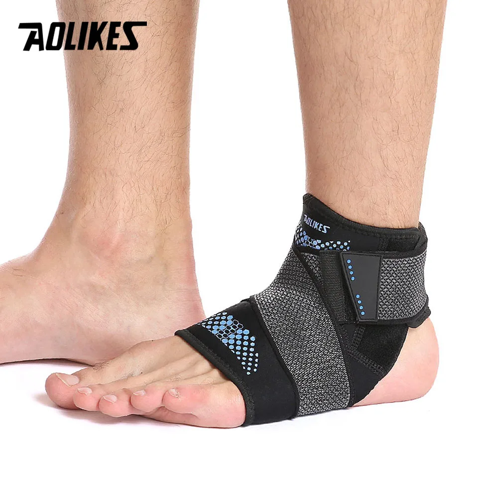 AOLIKES 1 шт. спортивный фиксатор для поддержки лодыжки, регулируемый эластичный бандаж, ремень для ног, защитное снаряжение для тренажерного зала, фитнеса