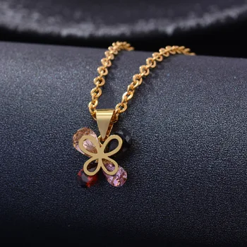 크리스탈 나비 문 목걸이 펜던트 여성 초카 칼라 24K 옐로우 골드 컬러 충전 패션 쥬얼리, 귀여운/로맨틱
