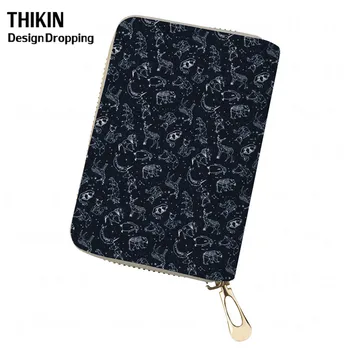 

THIKIN Constellations Origami Print Women Causal PU Leather Card Holder for Passport Custom Women's Travel Wallet Student Cover