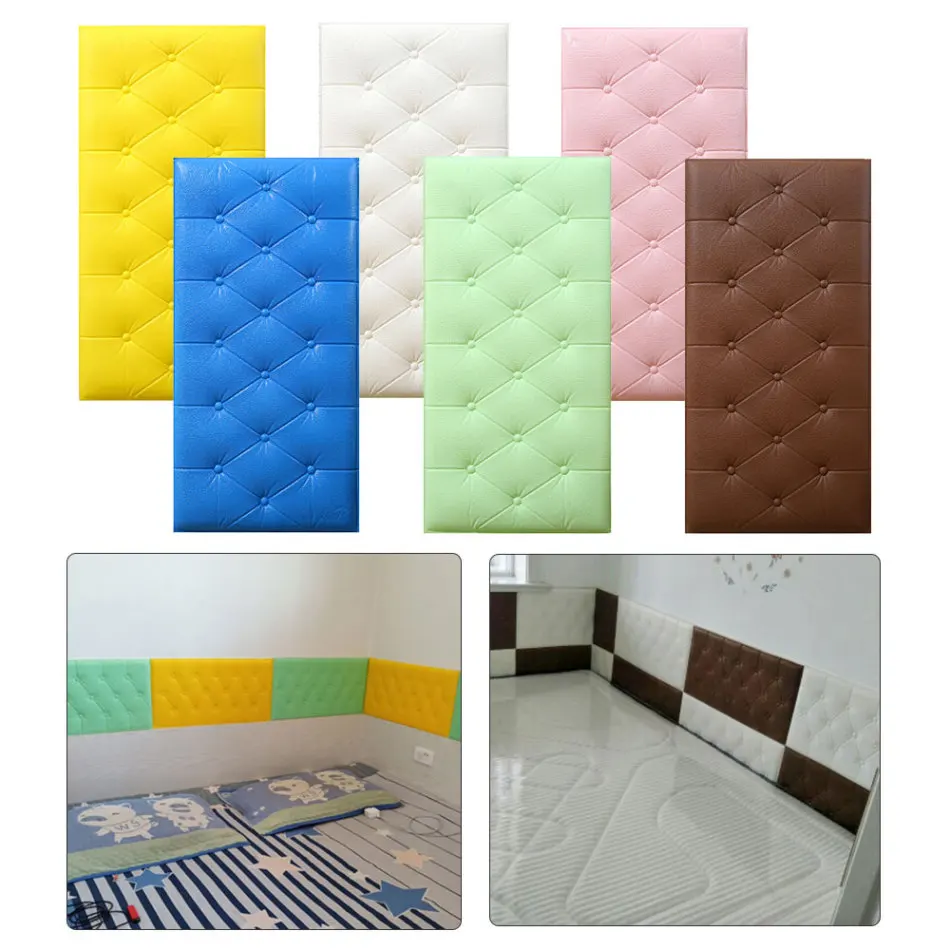 3D Wall Stickers Wallpaper Self-adhesive Thicken Tatami Anti-collision Mat Pad Kids Bedroom Living Room Soft Foam Cushion | Дом и сад