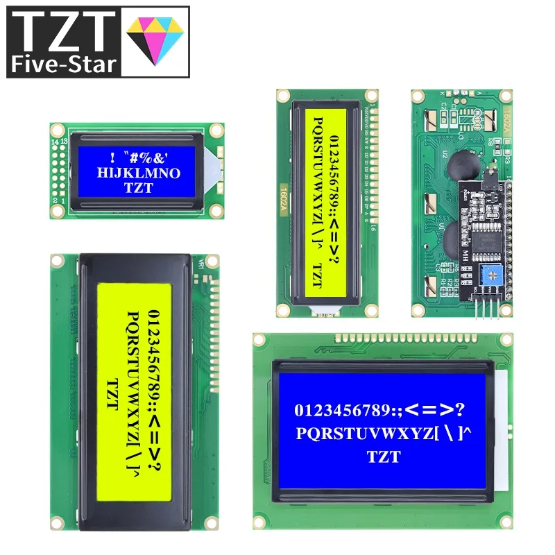 LCD Module Blue Green Screen For Arduino 0802 1602 2004 12864 LCD Character UNO R3 Mega2560 Display PCF8574T IIC I2C Interface