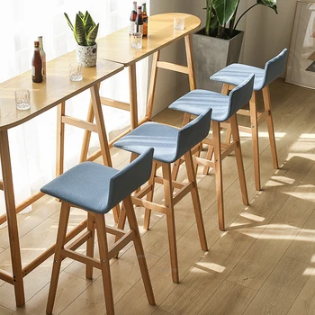 

Ins Bar Stool Chair Solid Wood European-style Bar Chair Bar Stool Modern Simple Chair High Stool Bar Chair