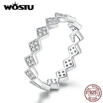 

WOSTU Geometric Square Ring 100% 925 Sterling Silver Dazzling Zircon Rings For Women Wedding Luxury Jewelry Gifts CTR110