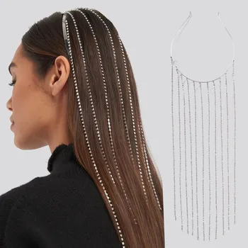

2020 Desinger Style Long Crystal Tassel Headbands For Women Bridal Wedding Hair Accessories Luxury Crystal Hair Jewelry