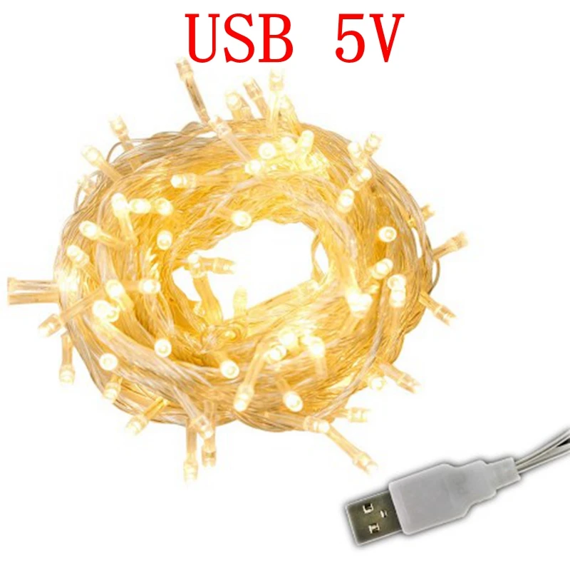 DC 5V USB Powered струнные огни 2 м/3 м/10 м светодиодный Сказочный свет Водонепроницаемая Рождественская гирлянда для украшения праздника свадьбы вечеринки