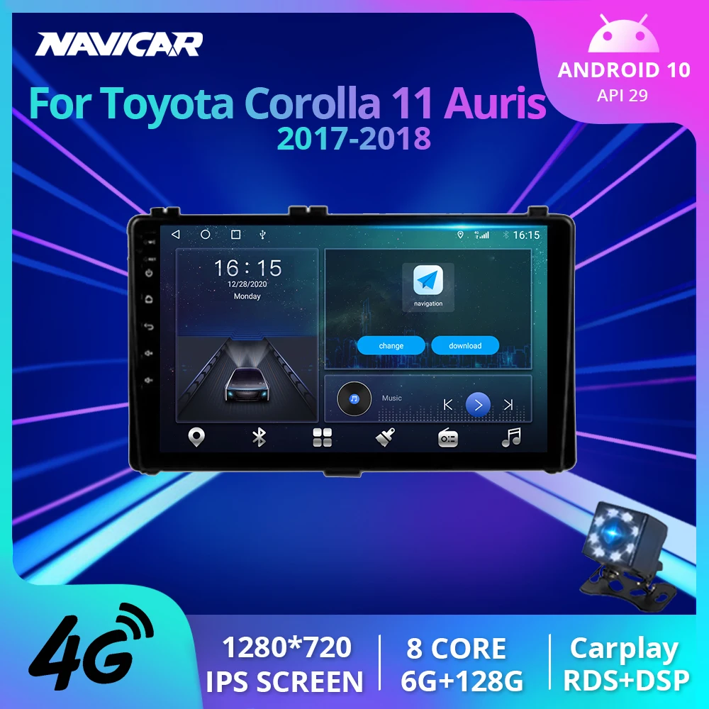 Автомобильный радиоприемник для Toyota Corolla 11 Auris E180 2017 2018 автомобильный 2 Din Android