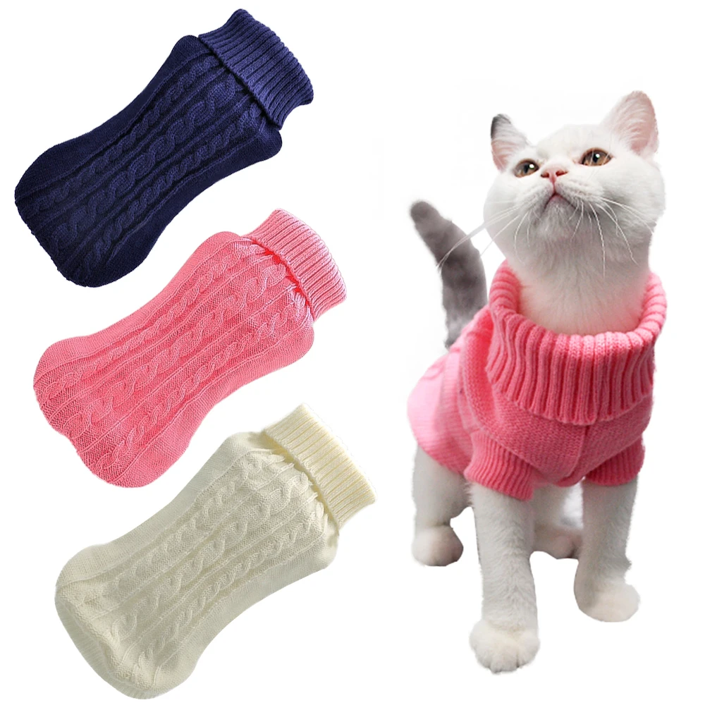 

Warm Pet Knitted Sweater Winter Cat Sweater Small Knitting Crochet Pet Costumes Clothing For Cat Dog Puppy Coat Outfit Decor